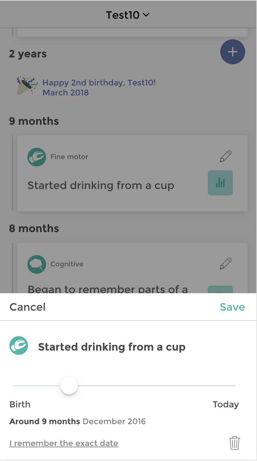 BabyTracks app screen 1