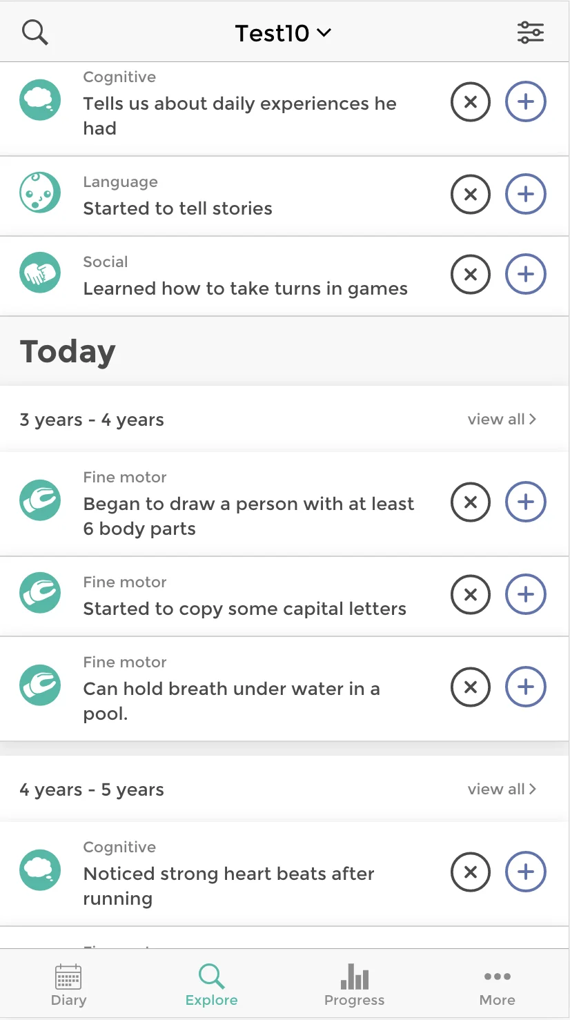 BabyTracks app screen 2