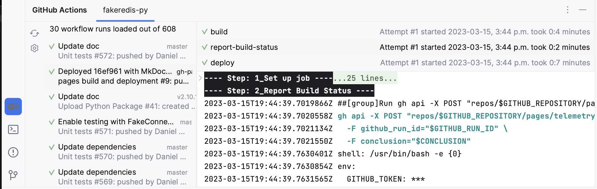GitHub Actions Manager screen 2